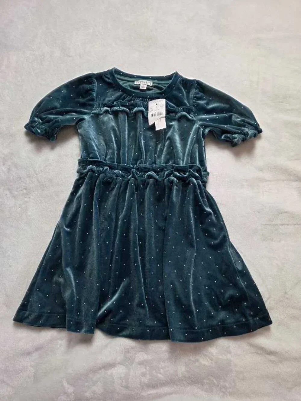 New girl's 4 J.Crew Crewcuts studded green velvet Christmas holiday party dress
